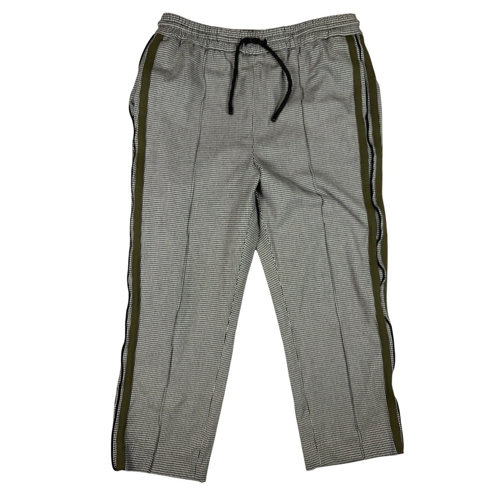 ME+EM Houndstooth Side Stripe Joggers Trousers UK 12 US 8 Green Black White EUC
